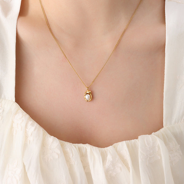 Caged Freshwater Pearl Pendant Necklace