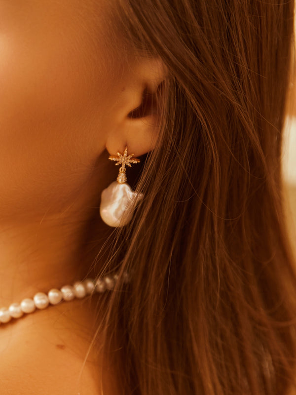 NATURAL BAROQUE FIREBALL PEARL EARRINGS
