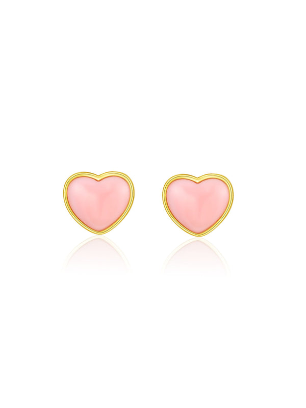 PINK MOTHER OF QUEEN CONCH PEARL HEART SHAPED EARRINGS
