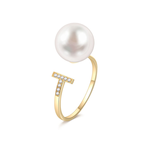 9-10mm NATURAL PEARL WITH K18 YELLOW GOLD RING