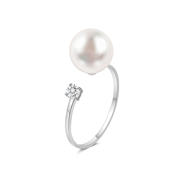 9-10mm NATURAL PEARL WITH K18 WHITE GOLD RING
