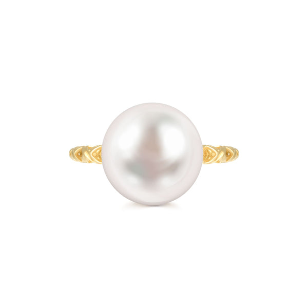 10-11mm NATURAL PEARL WITH K18 YELLOW GOLD RING