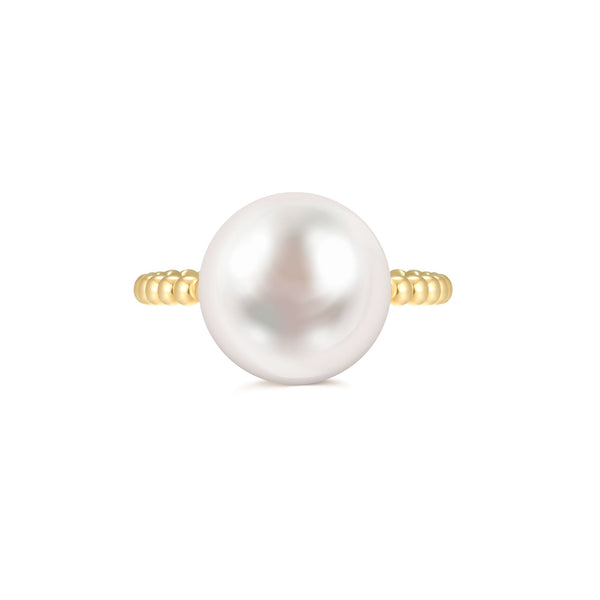 9-10mm NATURAL PEARL WITH K18 YELLOW GOLD RING