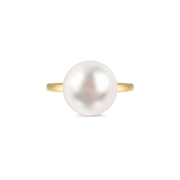 11-12mm NATURAL PEARL WITH K18 YELLOW GOLD RING