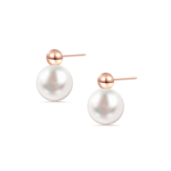 5-6mm NATURAL PEARL WITH K18 ROSE GOLD EARRINGS