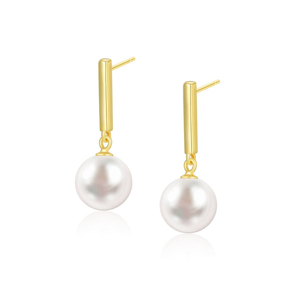9-10mm NATURAL PEARL WITH S925 SILVER EARRINGS