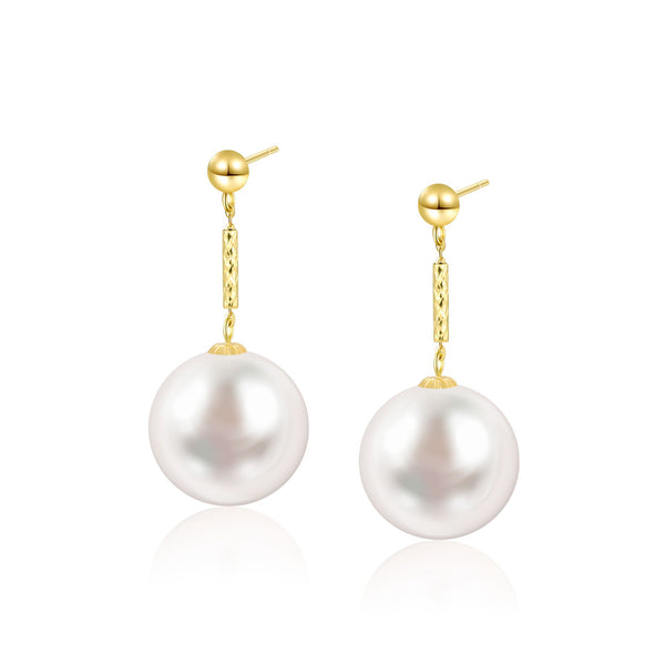 10-11mm NATURAL PEARL WITH K18 YELLOW GOLD EARRINGS