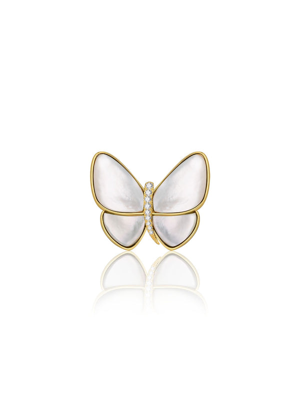 BUTTERFLY DESIGN WHITE MOTHER OF PEARL BROOCH