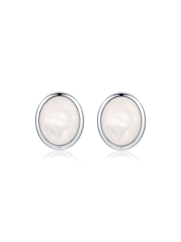 COPPER WHITE MOTHER OF PEARL OVAL EARRINGS