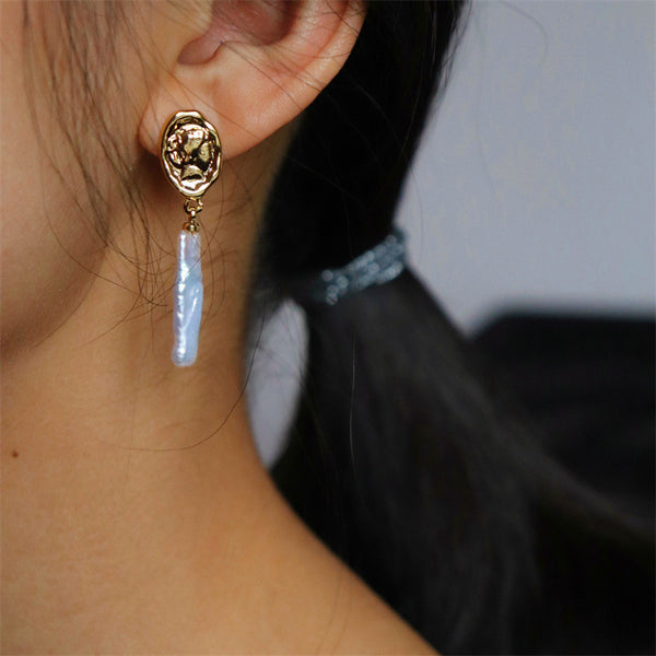 Natural Baroque Pearl Earrings S925